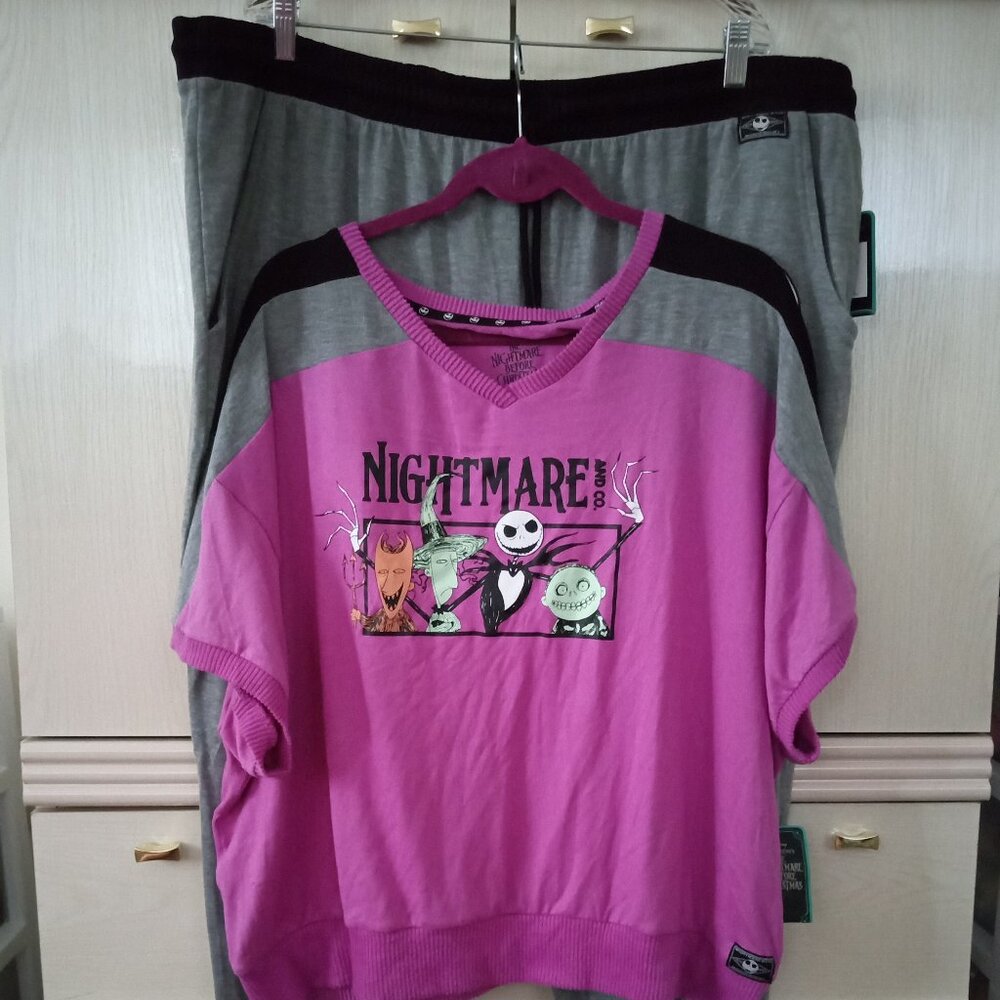Disney PLUS Women's Nightmare Before Christmas Graphic Pajama Set 3X (22W-24W)